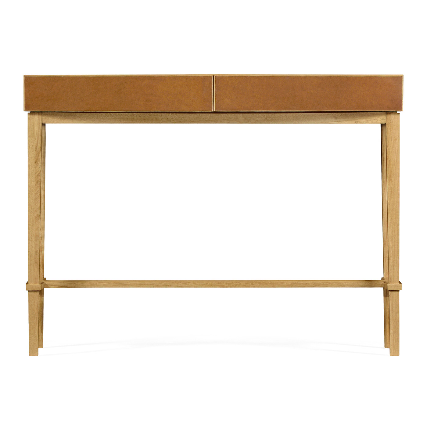Architectural console table with drawers in leather