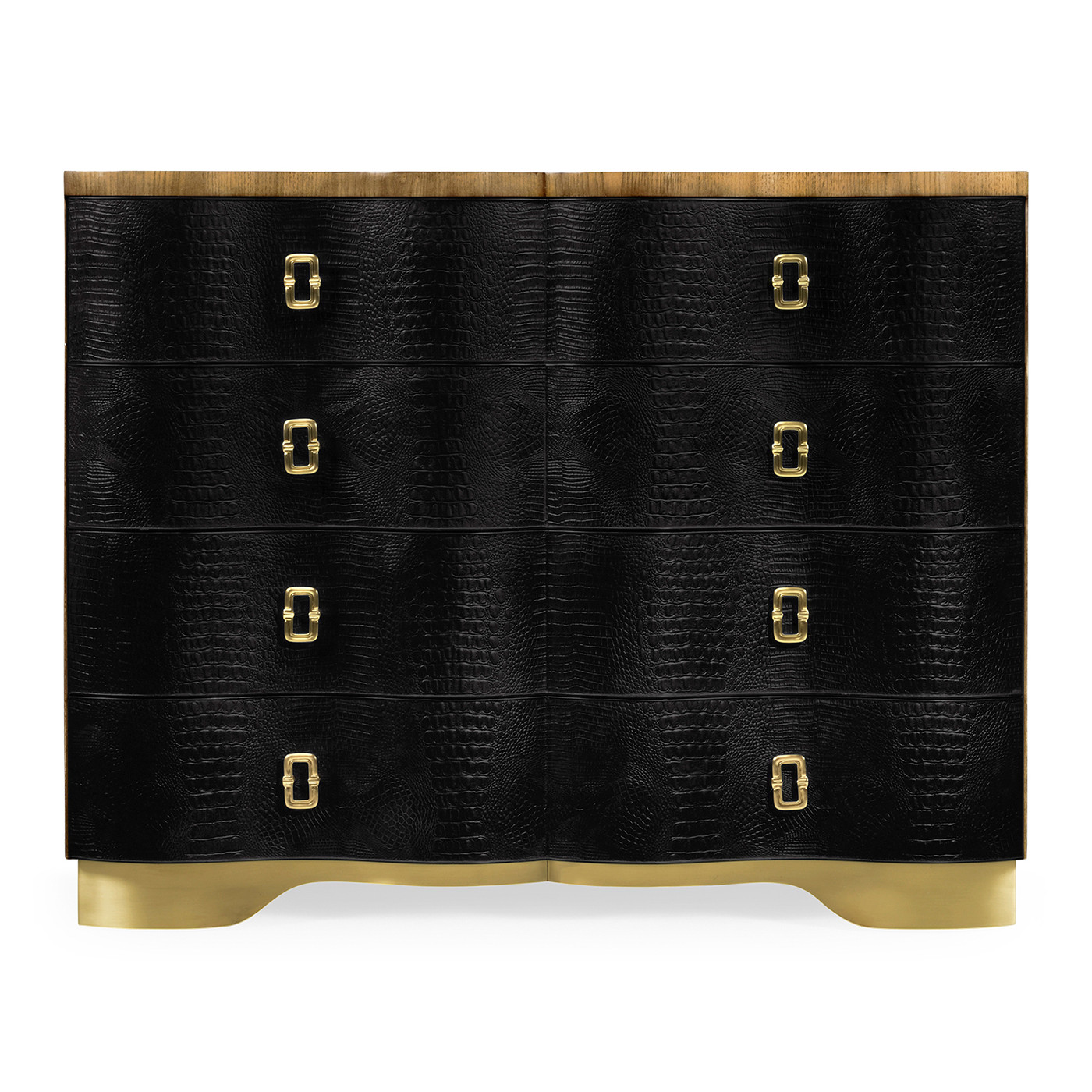 Serpentine Black Faux Croc Skin Chest of Drawers