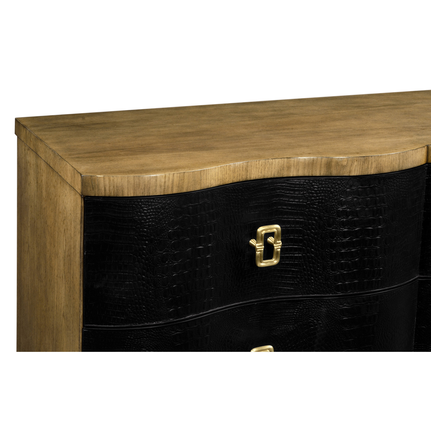 Serpentine Black Faux Croc Skin Chest of Drawers