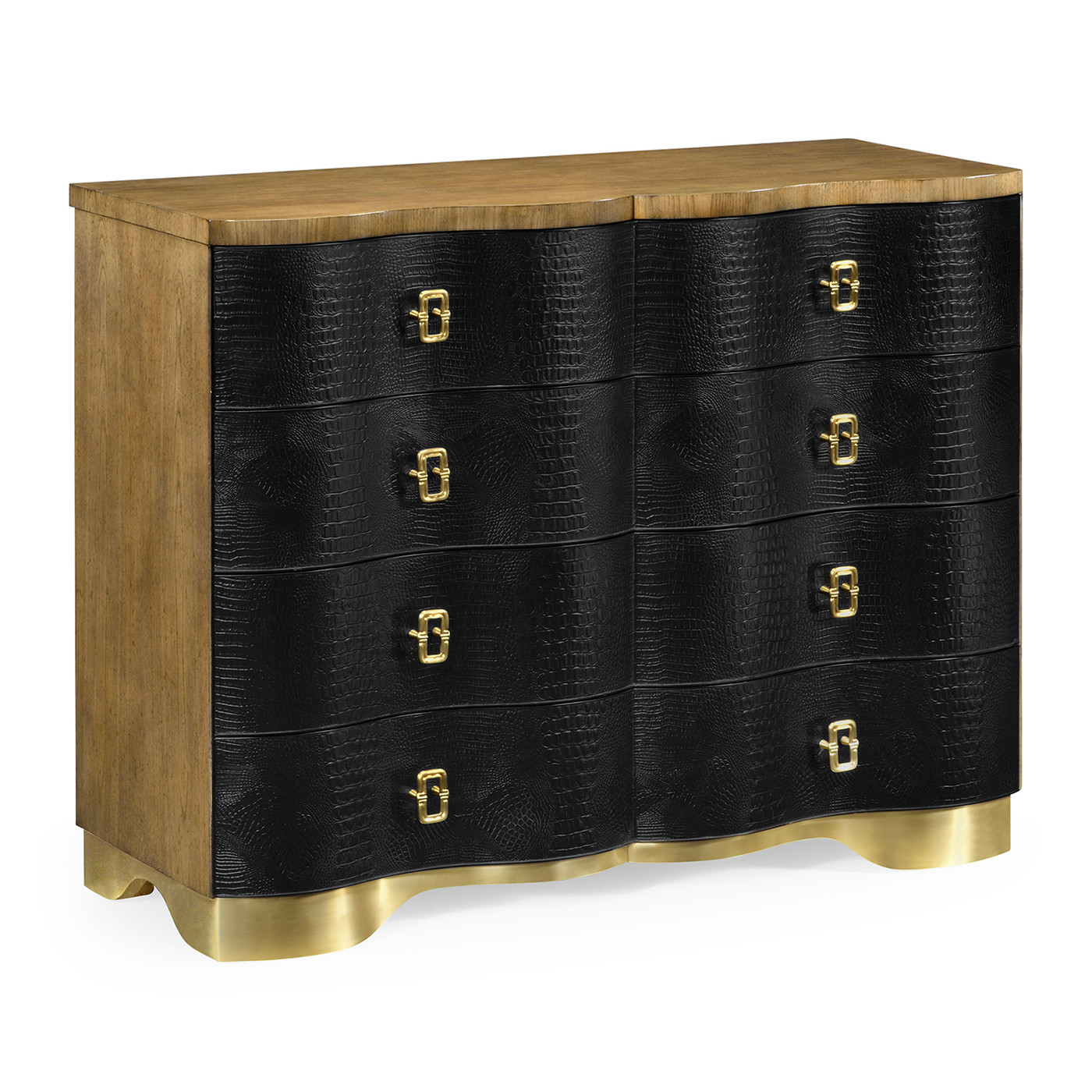 Serpentine Black Faux Croc Skin Chest of Drawers
