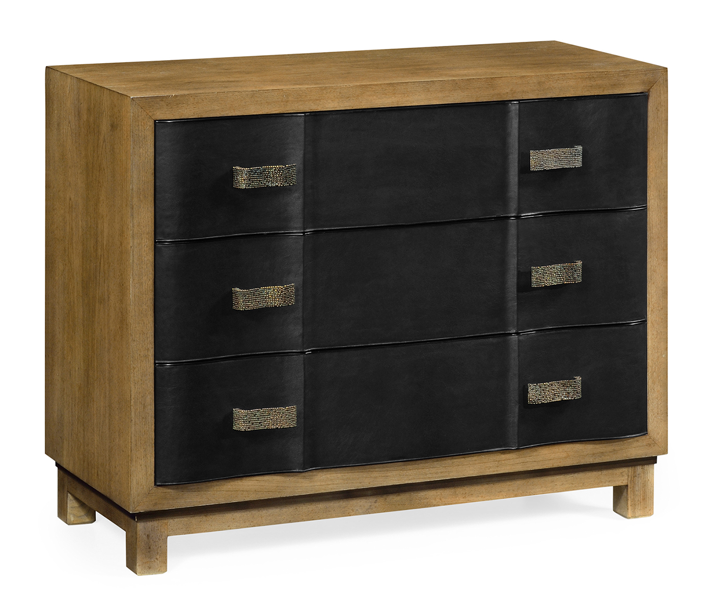 Black Leather Inlaid Chest of Drawers
