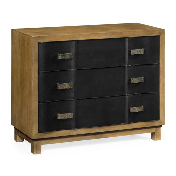 Black Leather Inlaid Chest of Drawers