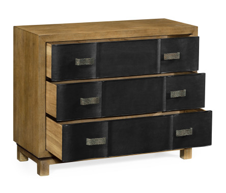 Black Leather Inlaid Chest of Drawers