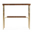 Console table in Tropical walnut crotch with brass base