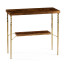 Console table in Tropical walnut crotch with brass base