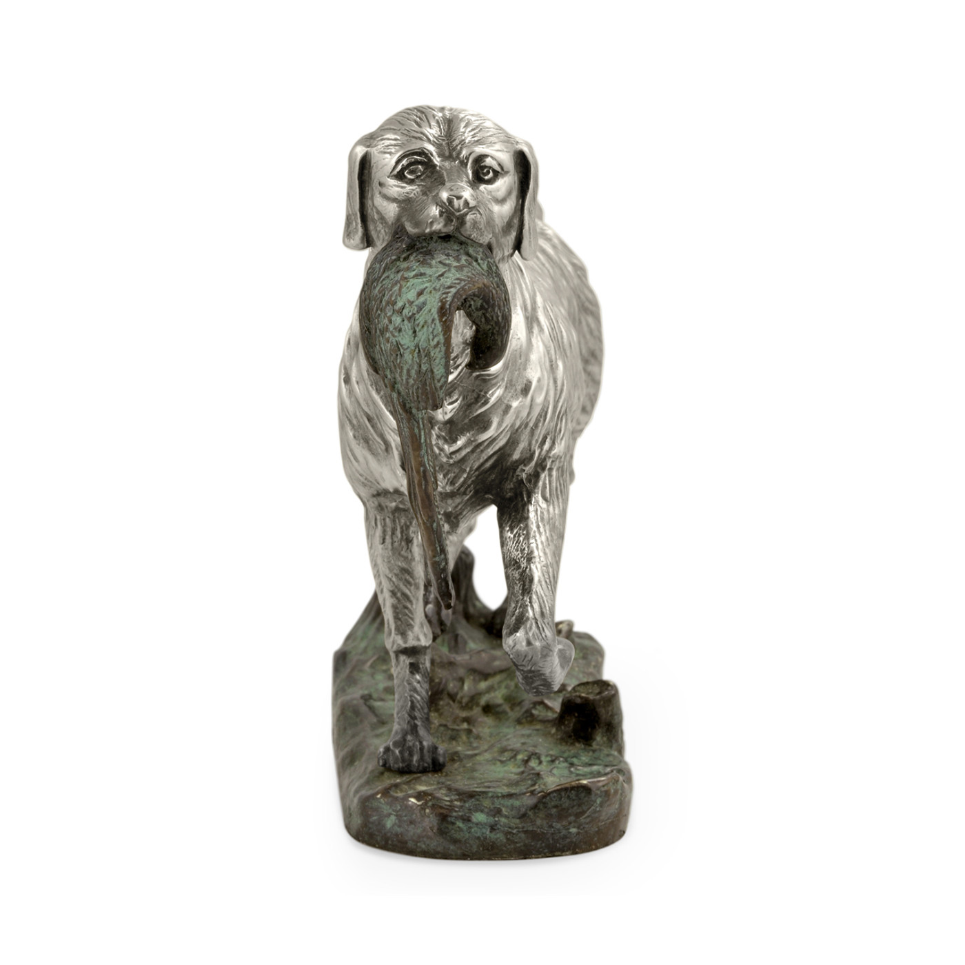Golden Retriever Dog in Antique White Brass