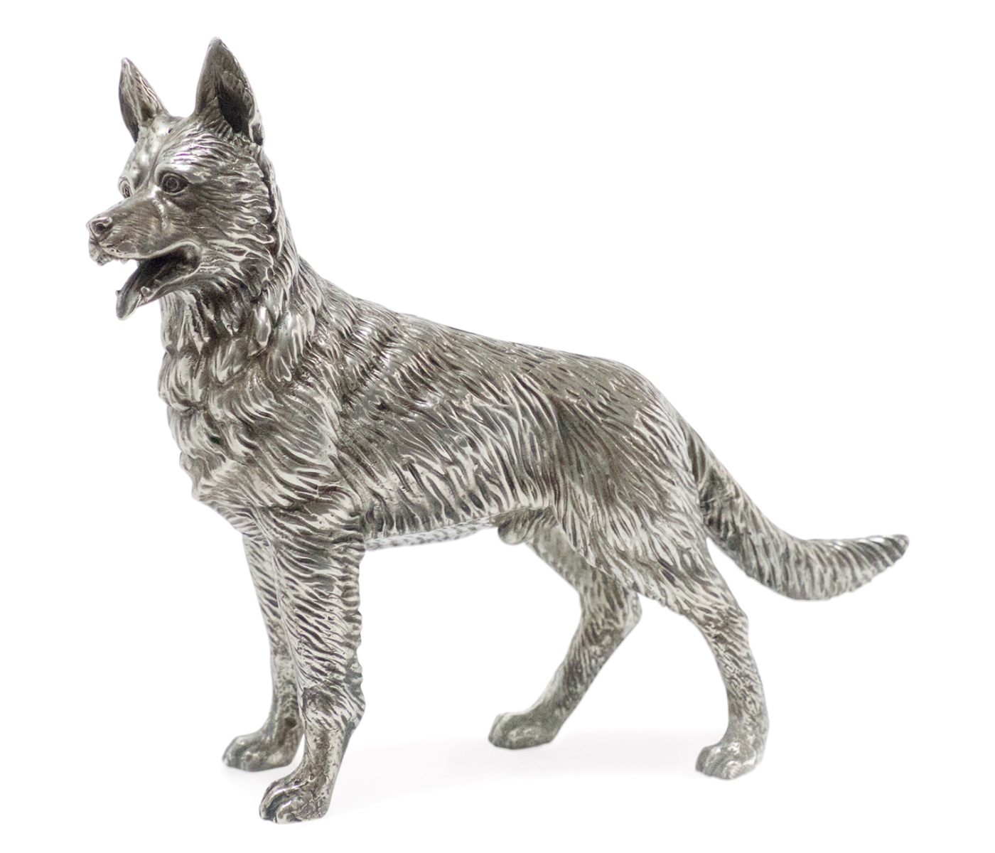 Antique White Brass German Shepherd Dog