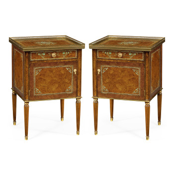 Pair of Burl & Mother of Pearl Bedside Cabinets