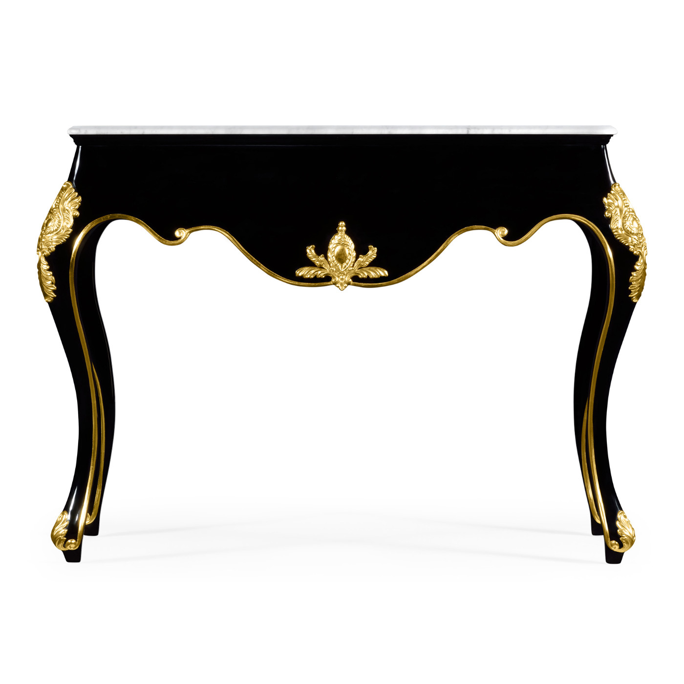 Black Laquered Console Table with White Marble Top