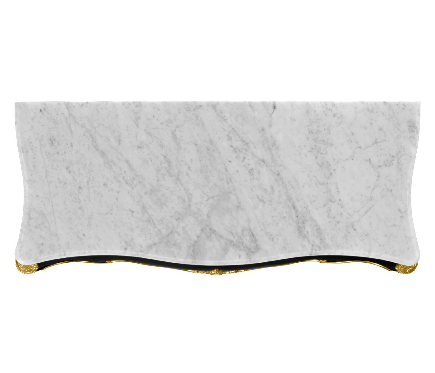 Black Laquered Console Table with White Marble Top