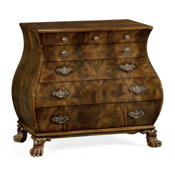 Brown mahogany bombe chest