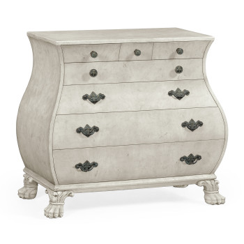 Grey mahogany bombe chest
