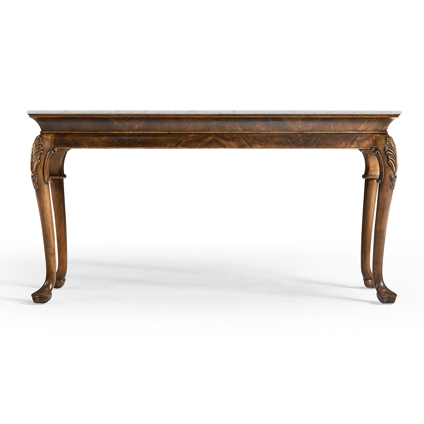 Brown Mahogany Buffet Table with Marble Top