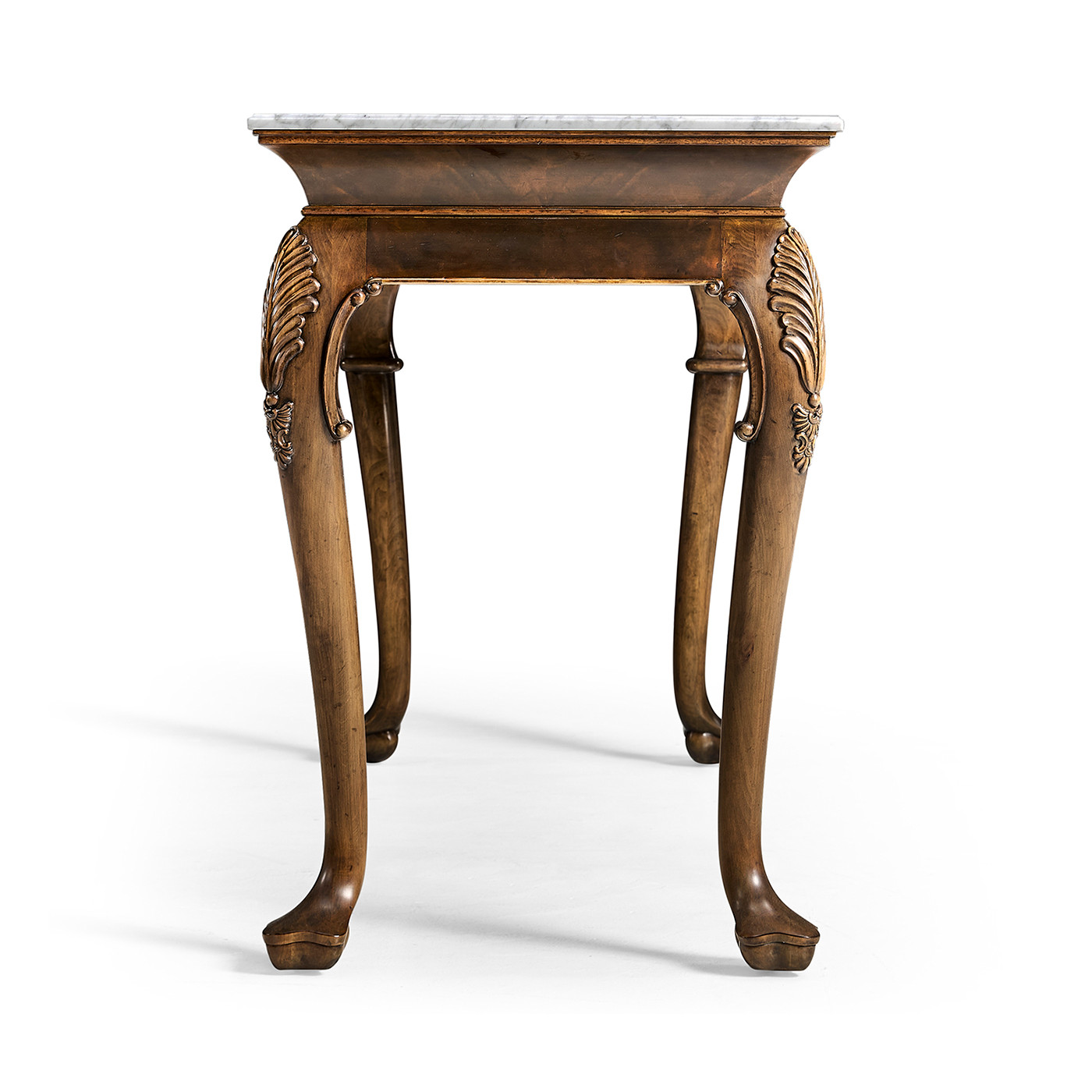 Brown Mahogany Buffet Table with Marble Top