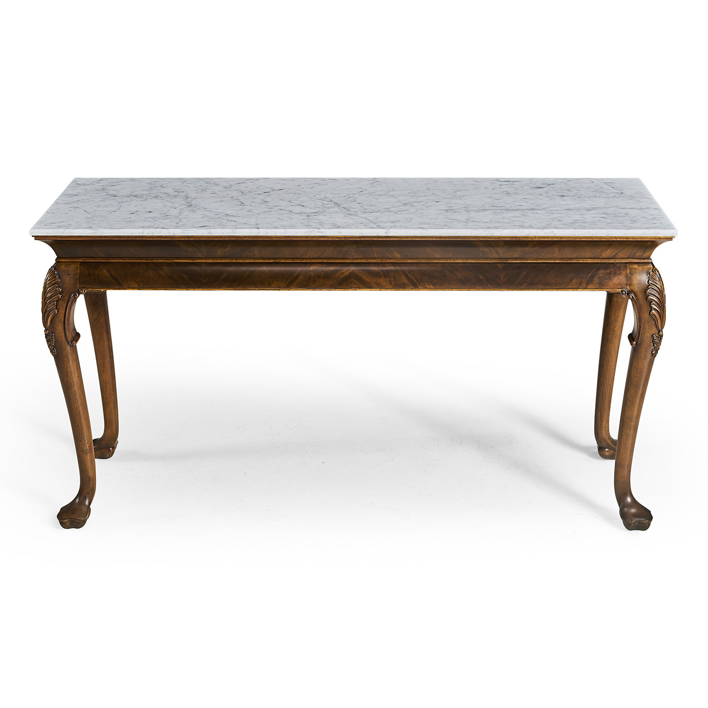 Brown Mahogany Buffet Table with Marble Top