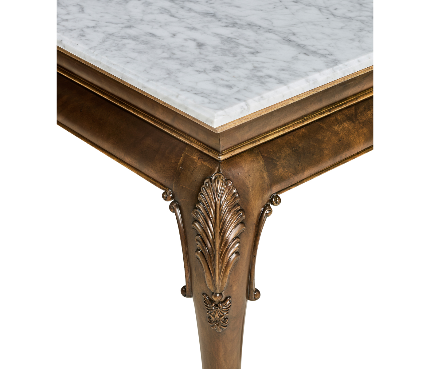Brown Mahogany Buffet Table with Marble Top
