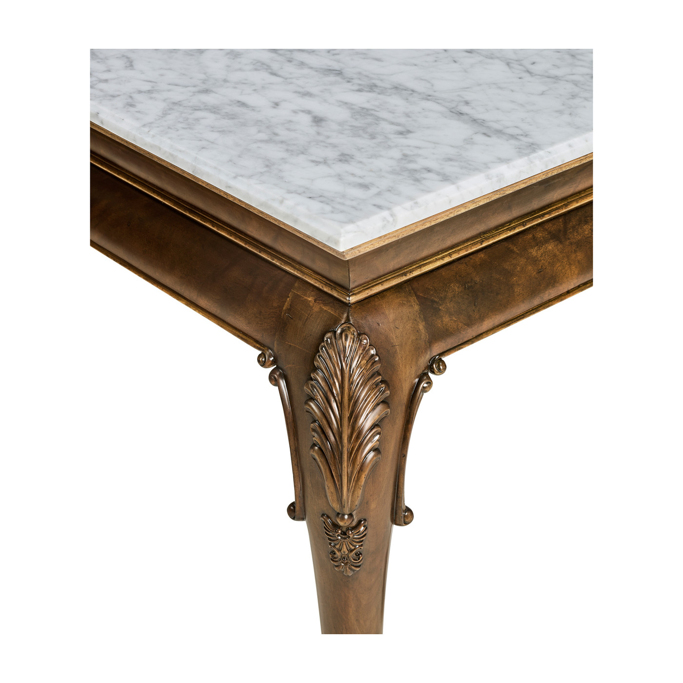 Brown Mahogany Buffet Table with Marble Top