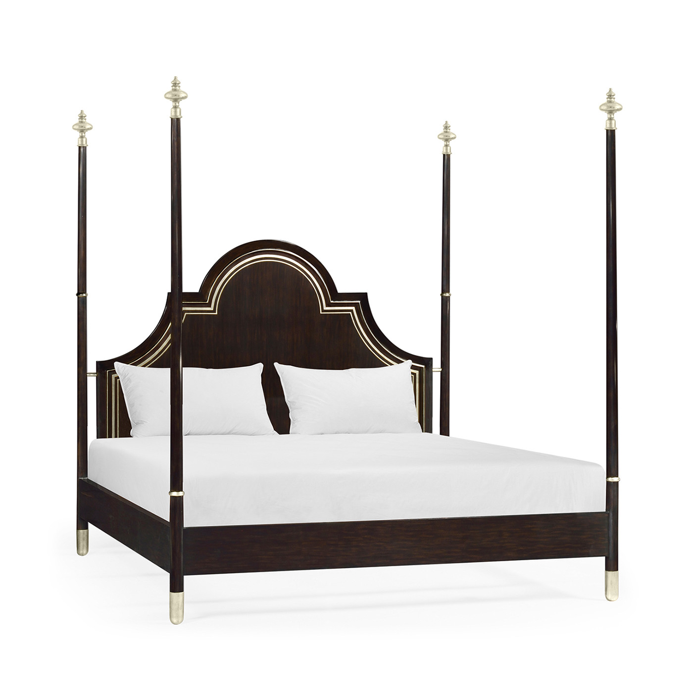 Four Poster Ebonised & Silver-Leaf Cali King Bed
