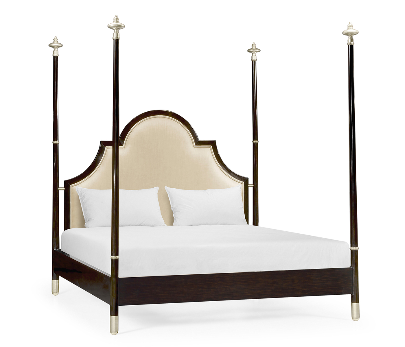 Four Poster Ebonised & Silver-Leaf UK King Bed