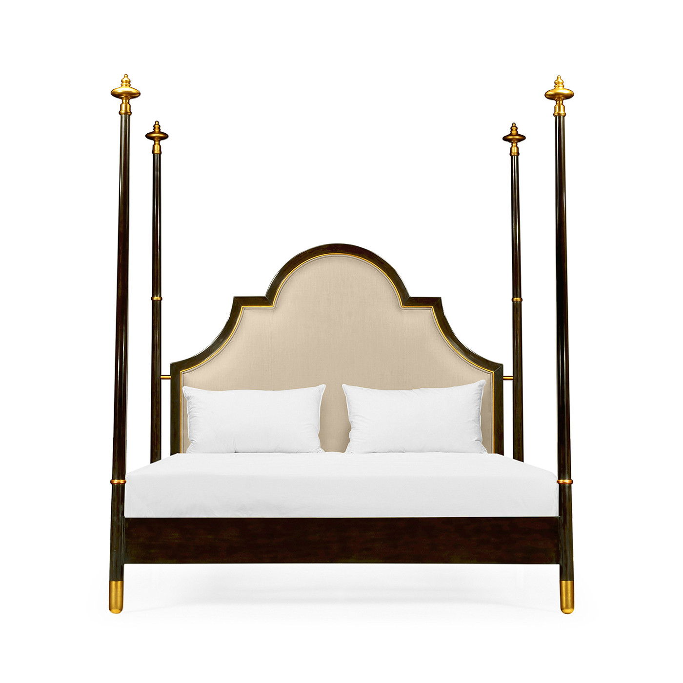 Four Poster Ebonised & Gilded UK Queen Bed