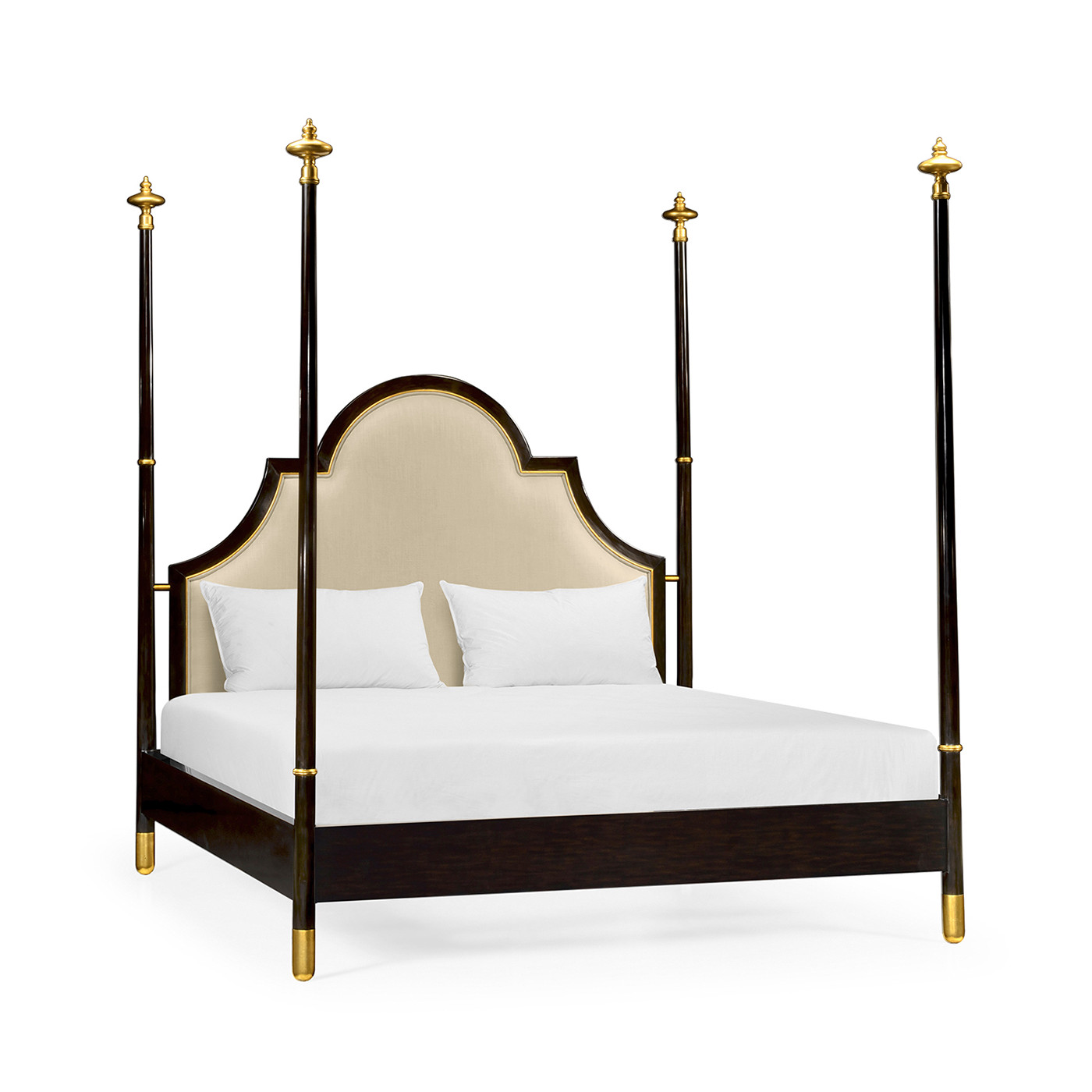 Four Poster Ebonised & Gilded UK Queen Bed