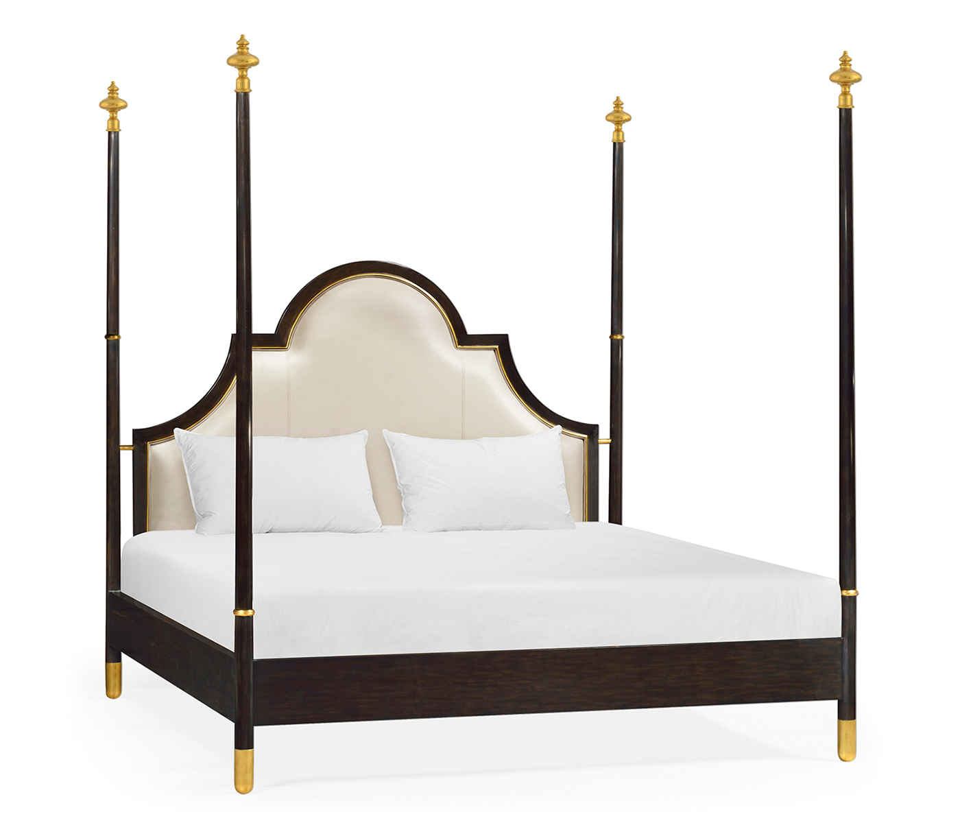 Four Poster Ebonised & Gilded UK Queen Bed