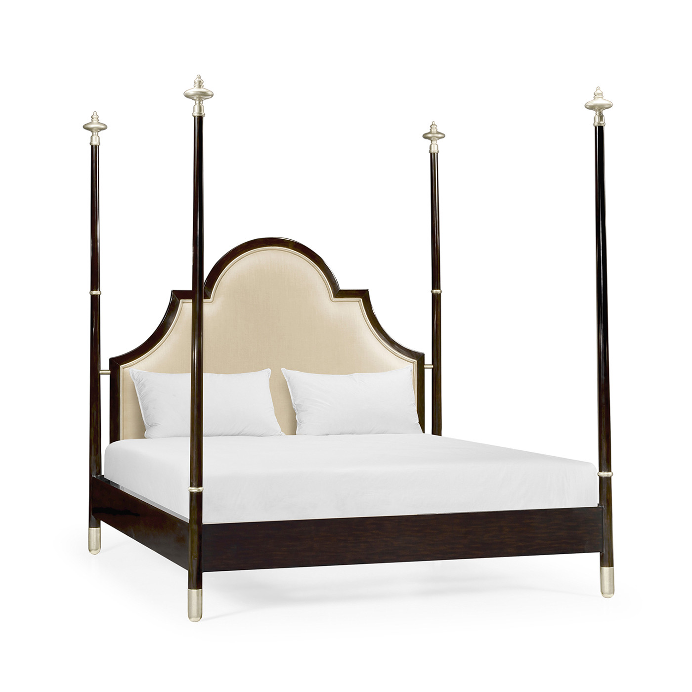 Four Poster Ebonised & Silver-Leaf UK Queen Bed