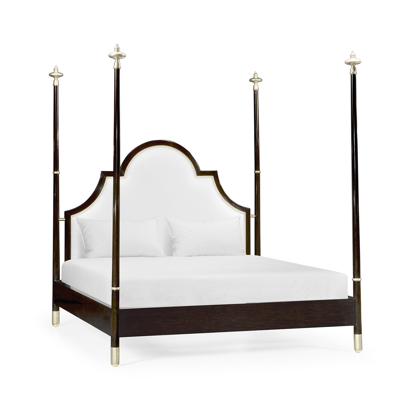 Four Poster Ebonised & Silver-Leaf UK Queen Bed
