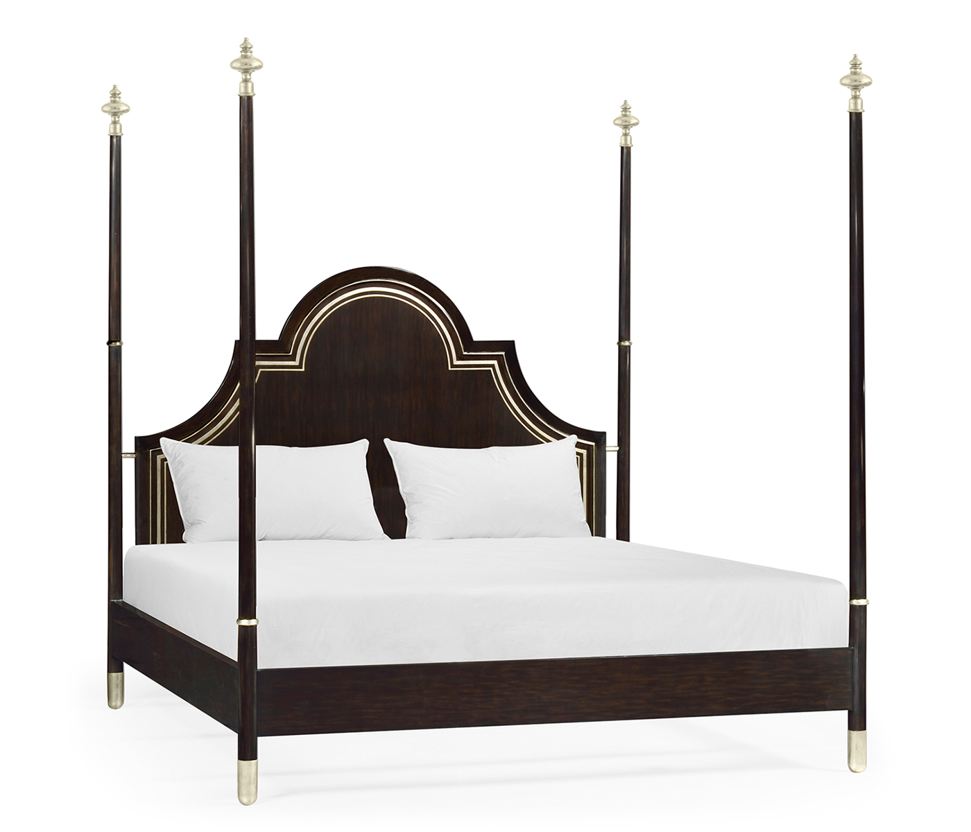 Four Poster Ebonised & Silver-Leaf UK Queen Bed