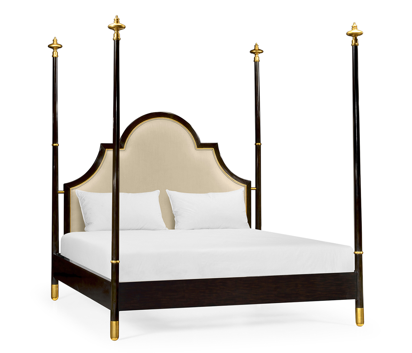 Four Poster Ebonised & Gilded US Queen Bed