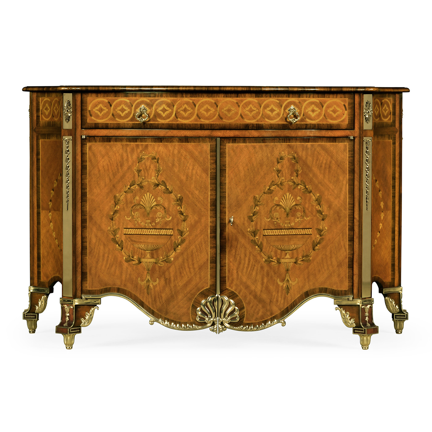 Chippendale Style Inlaid Cabinet Chest of Drawers