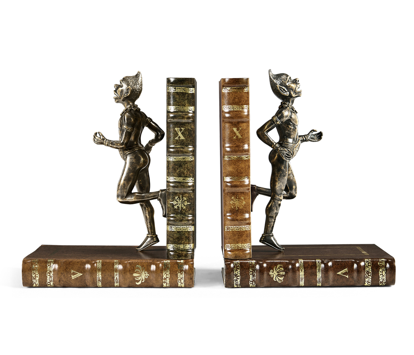 Pair of Antique Dark Bronze Elf Bookends