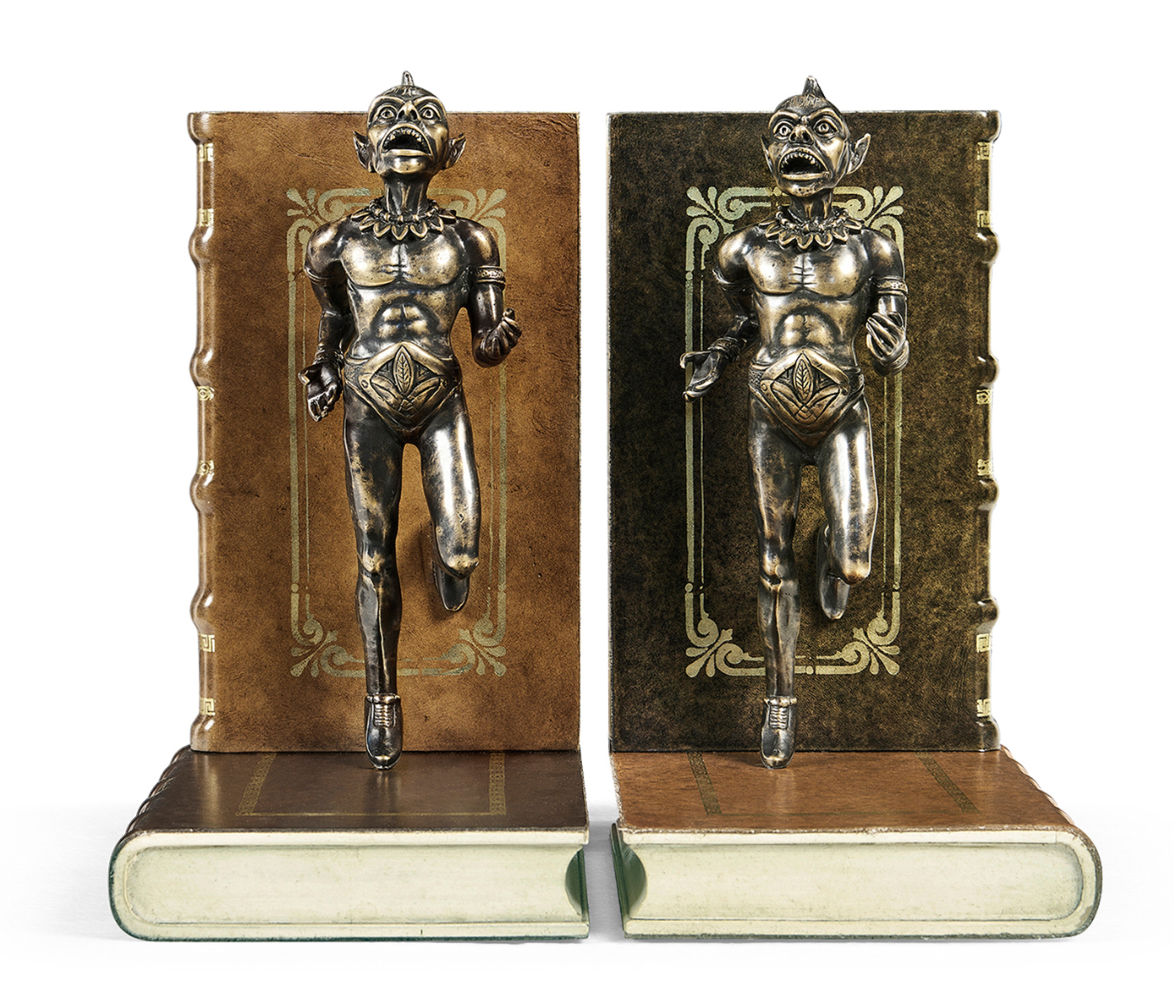 Pair of Antique Dark Bronze Elf Bookends