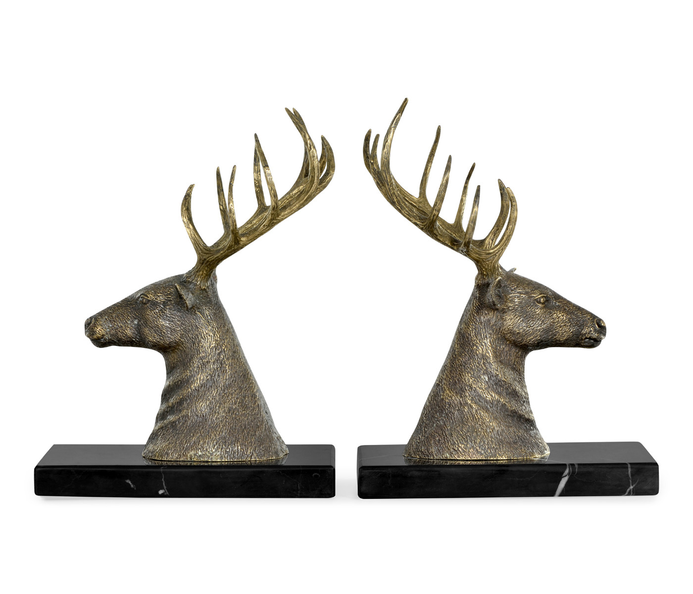Pair of Light Brass Deer Mounted Bookends