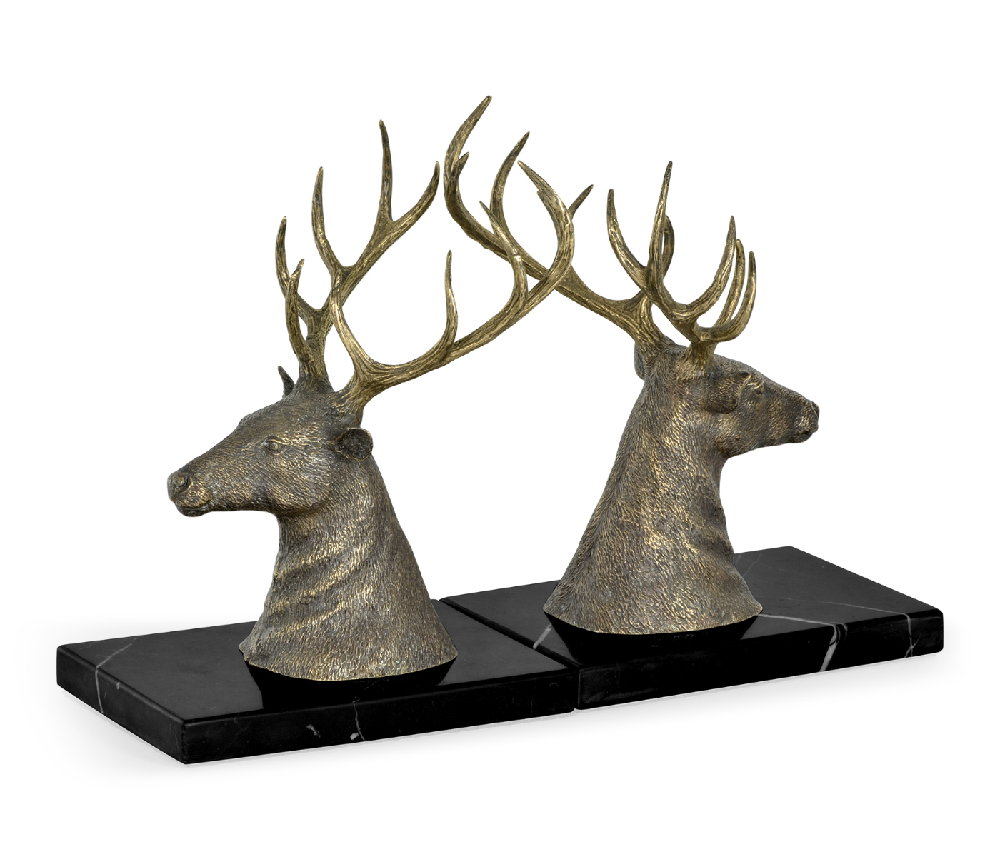 Pair of Light Brass Deer Mounted Bookends