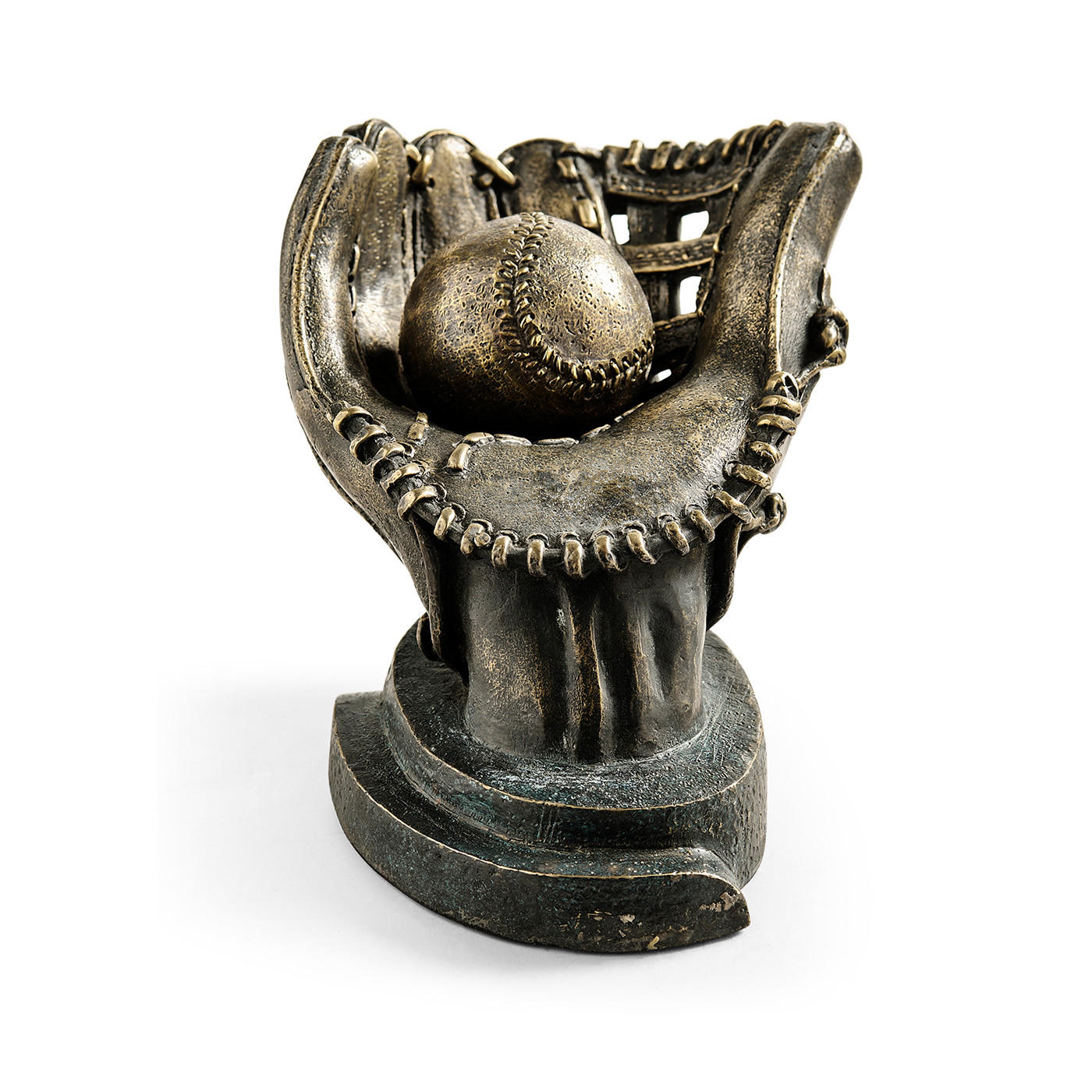 Antique Dark Bronze Baseball Mitt & Ball