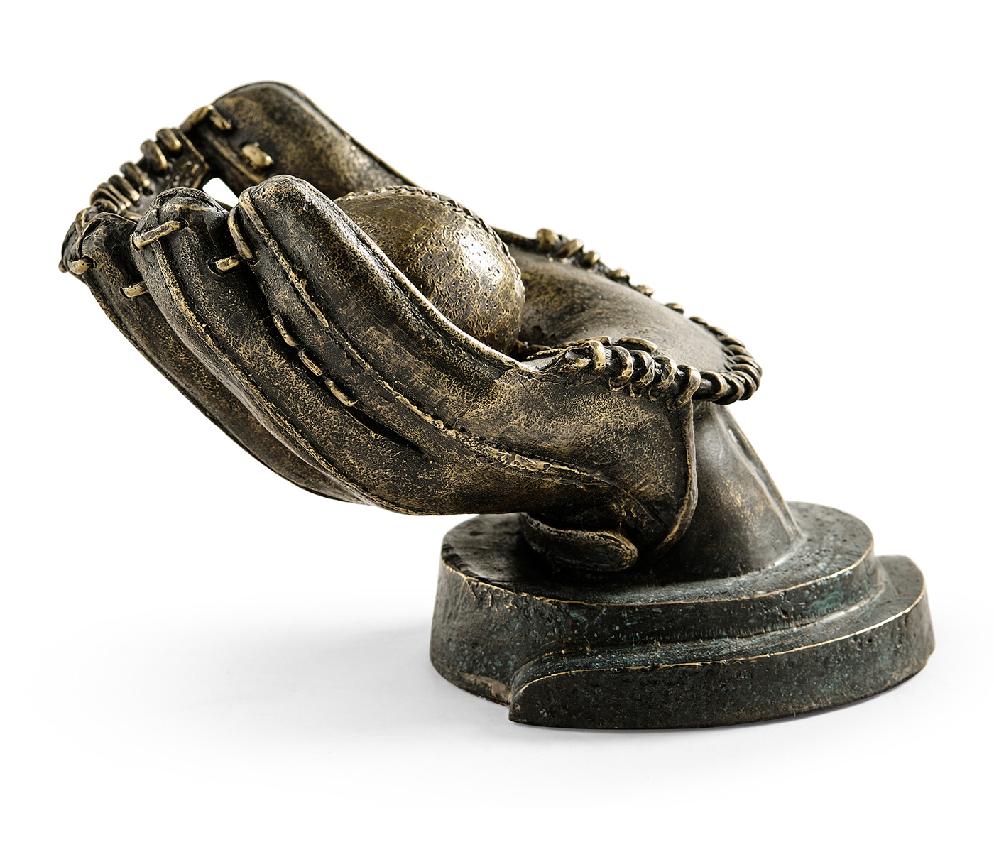 Antique Dark Bronze Baseball Mitt & Ball