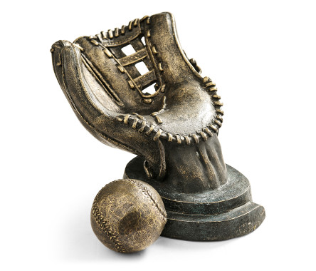 Antique Dark Bronze Baseball Mitt & Ball