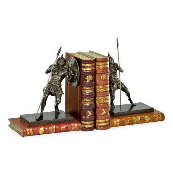 Pair of Antique Dark Bronze Roman Gladiator Bookends