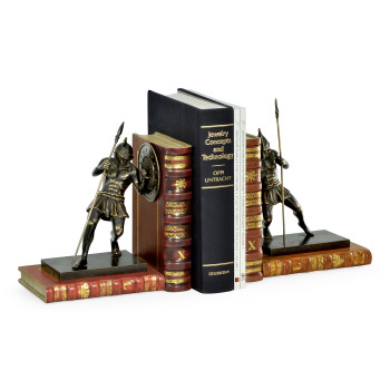 Pair of Antique Dark Bronze Roman Gladiator Bookends