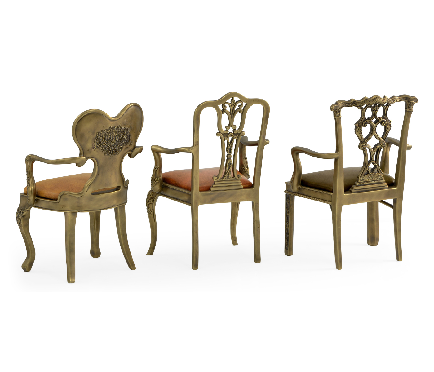 Set of Light Brass Miniature Dining Chairs