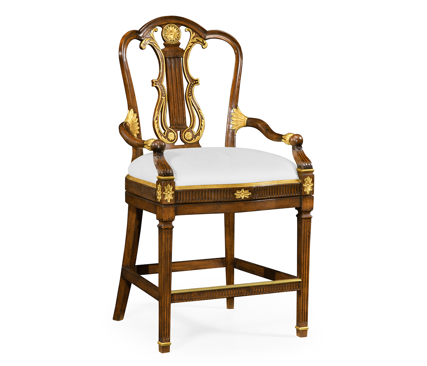 Buckingham Lyre Back Arm Counter Stool