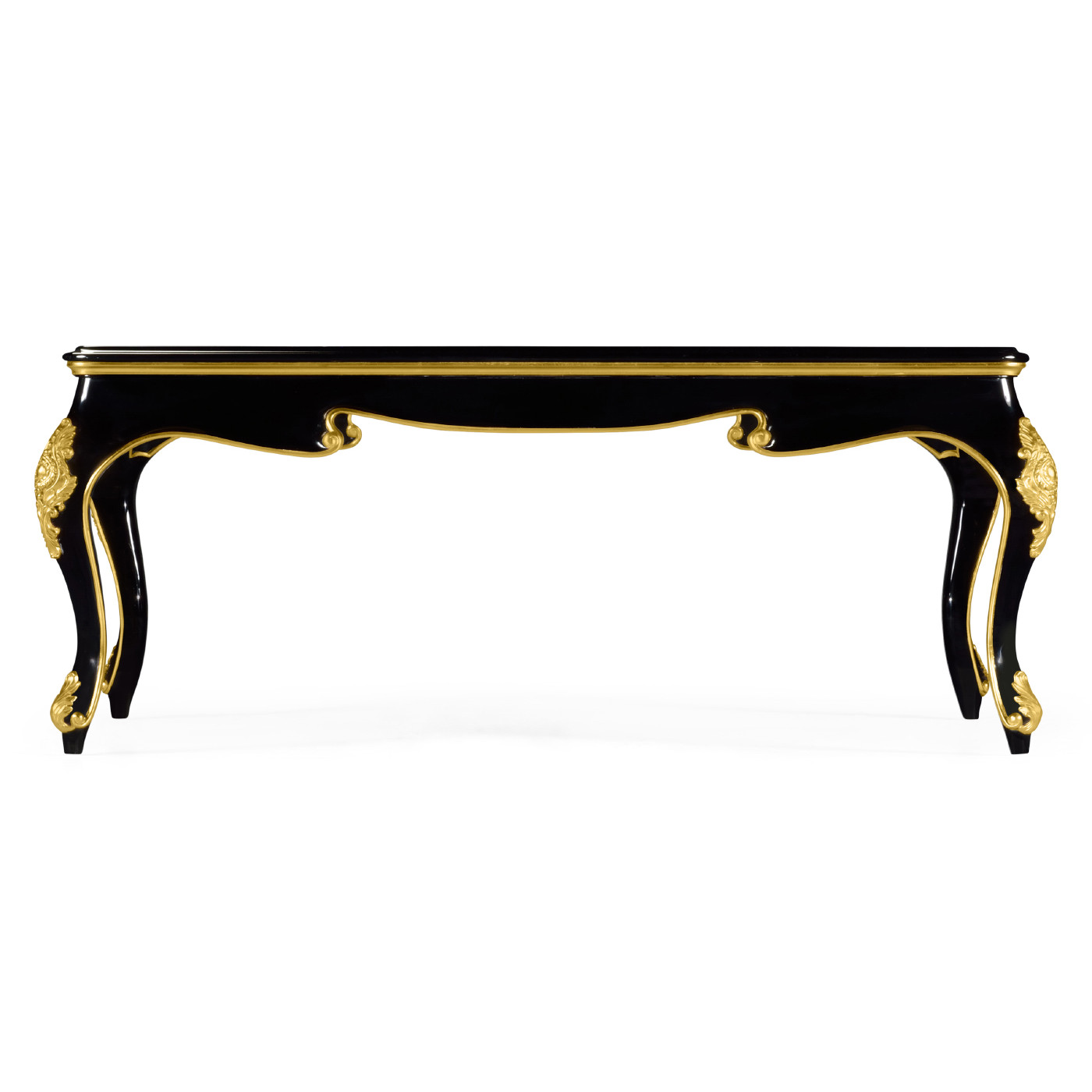 Black Coffee Table in Gloss Painted Black with Clear Glass Top