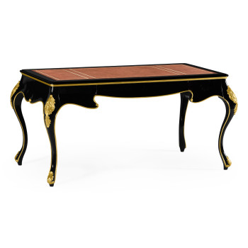 Black Writing Desk with Red Leather Top