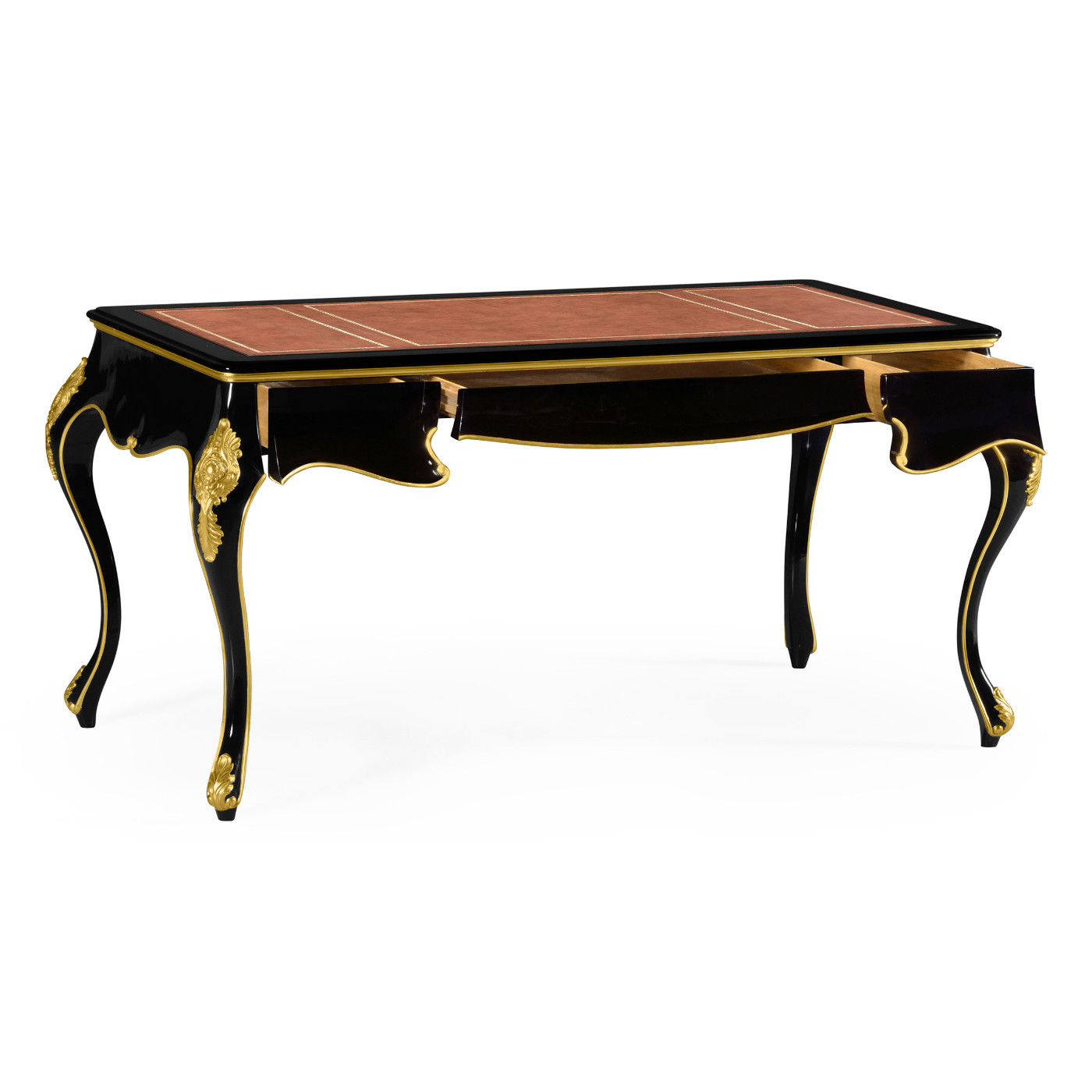 Black Writing Desk with Red Leather Top