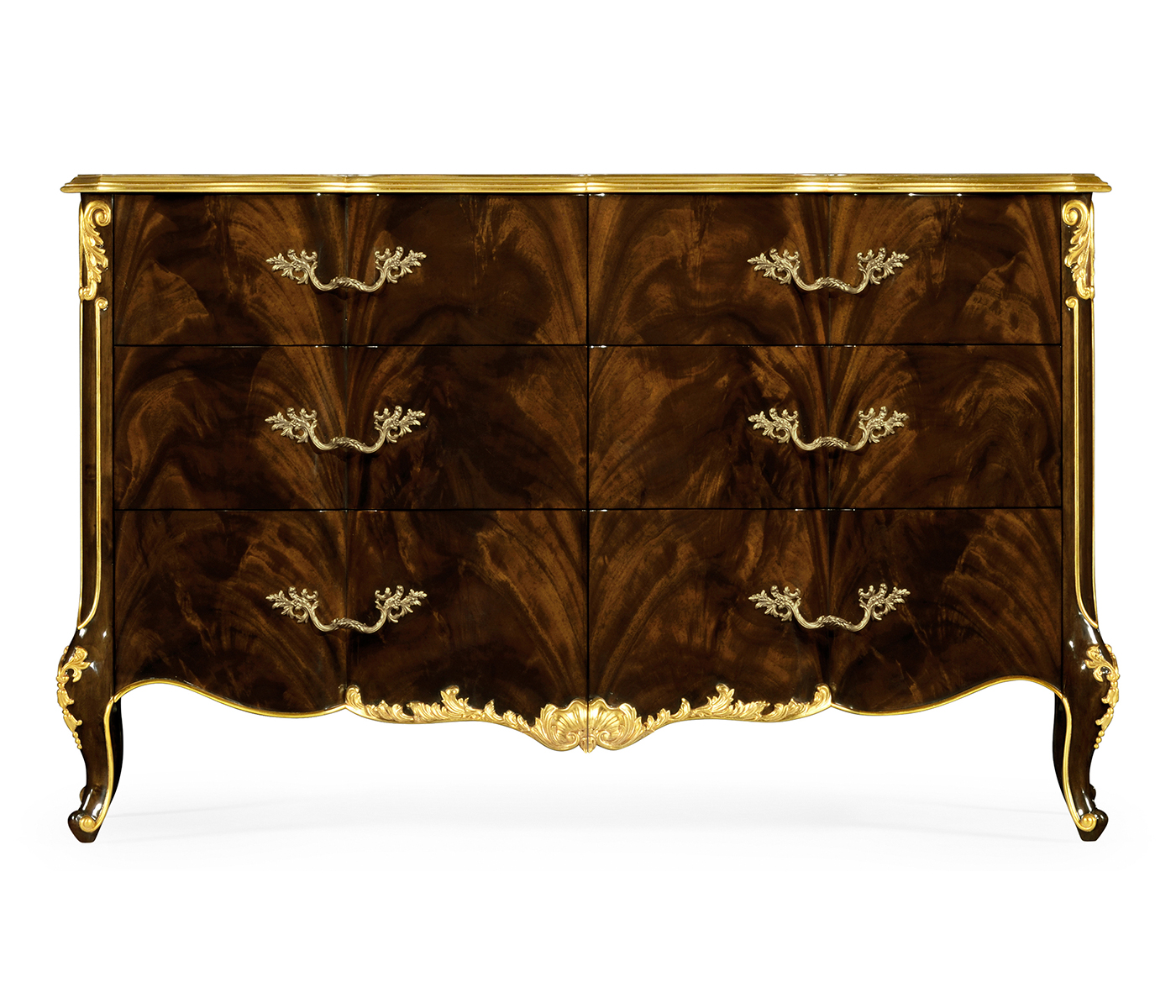 6 Drawer Double Dresser in Brown Mahogany