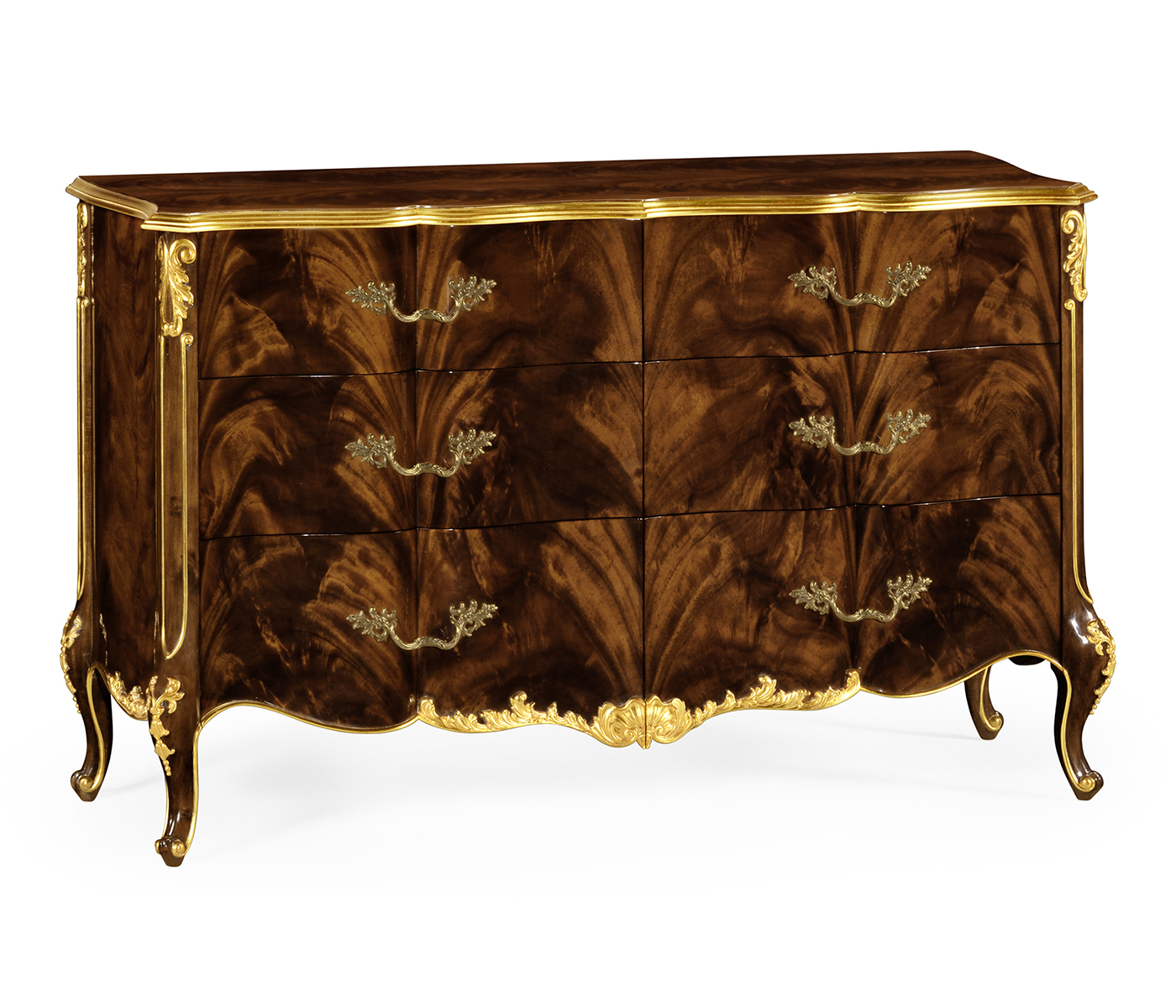 6 Drawer Double Dresser in Brown Mahogany