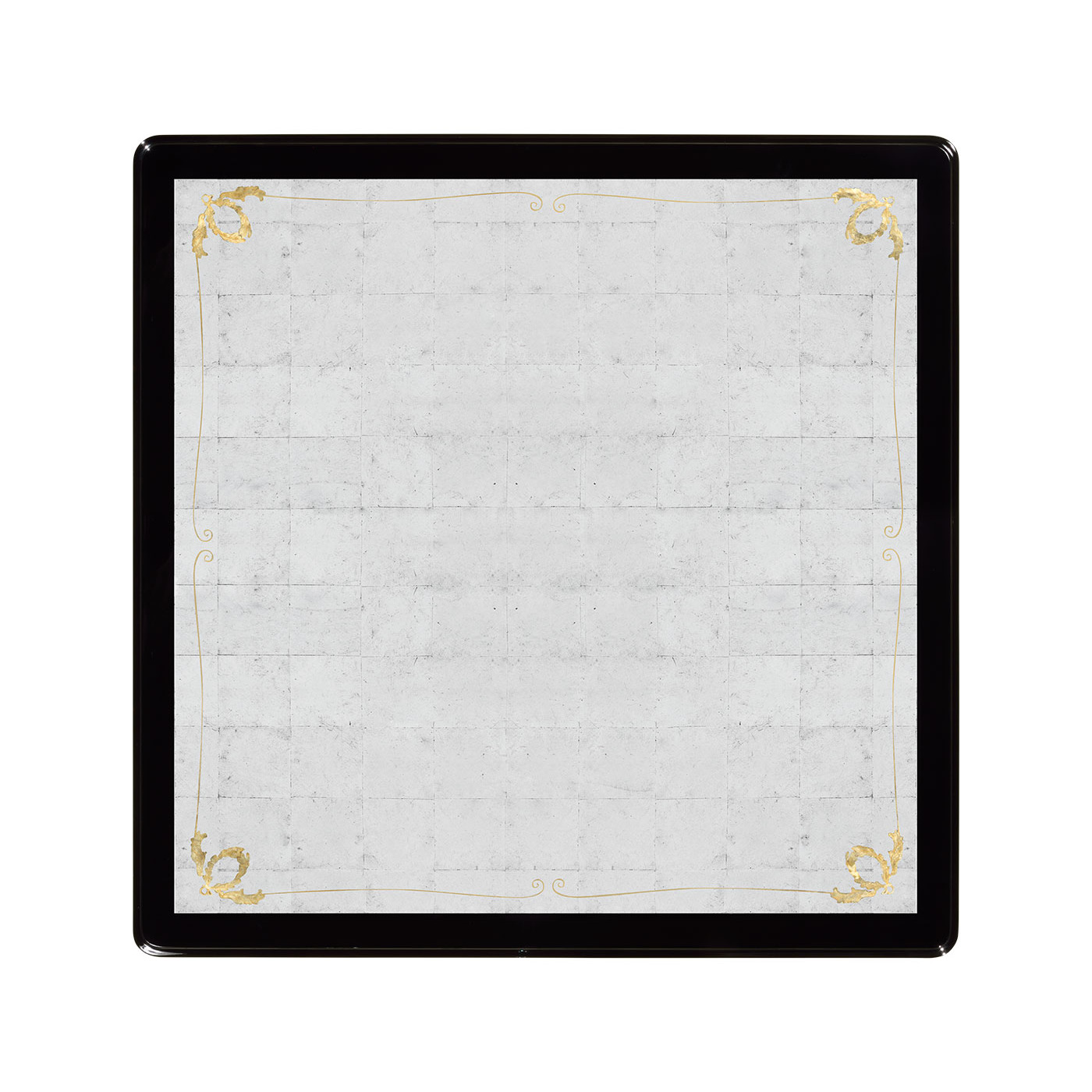 Black Square Coffee Table with Eglomise Glass Top