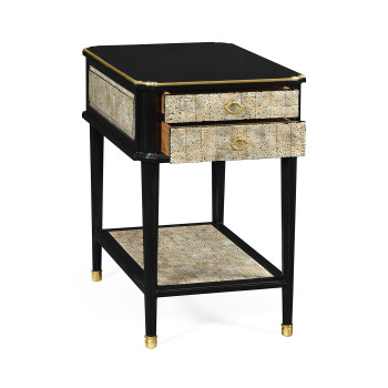 Black End Table with Eggshell & Bronze Detailing