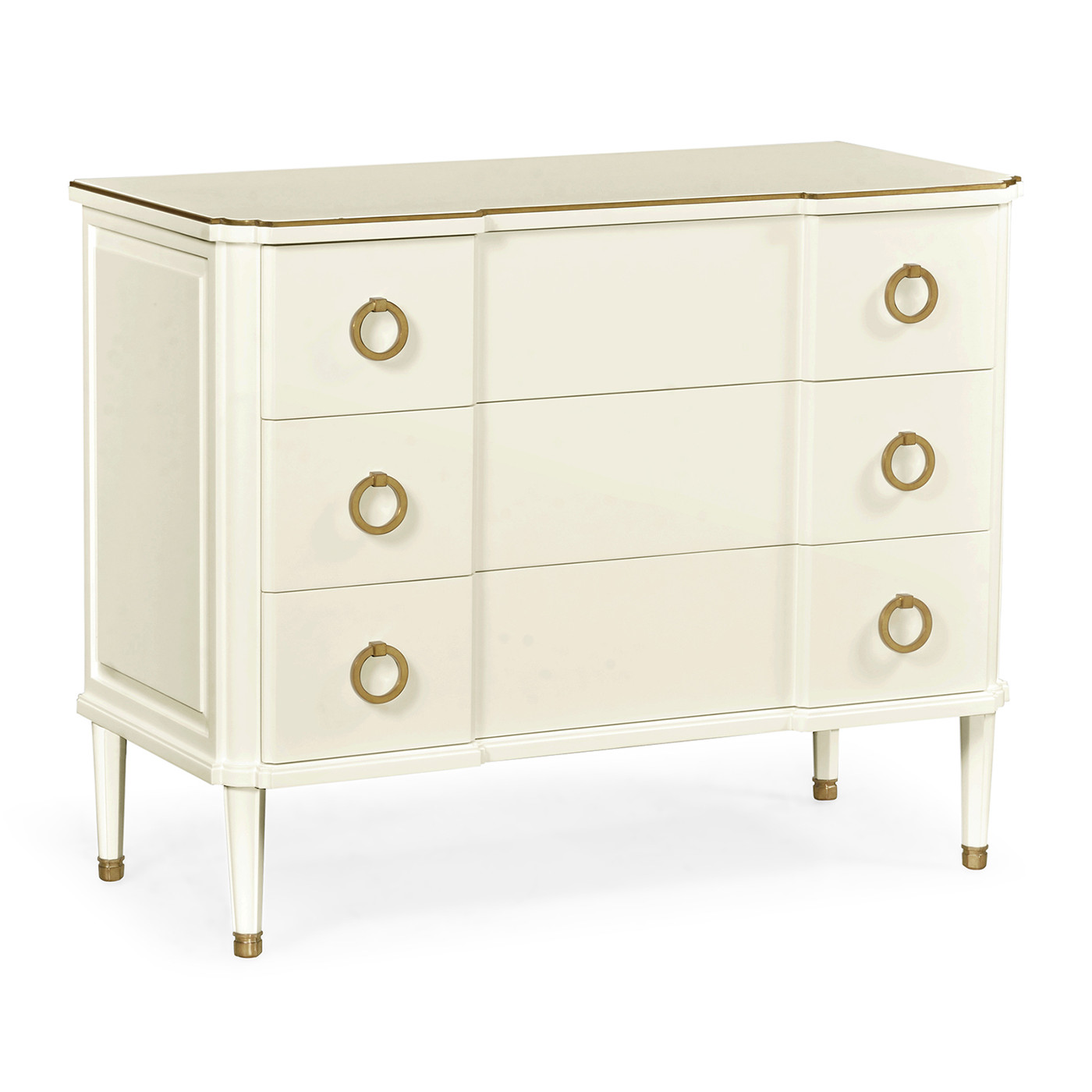Ivory & Brass Chest of Three Drawers